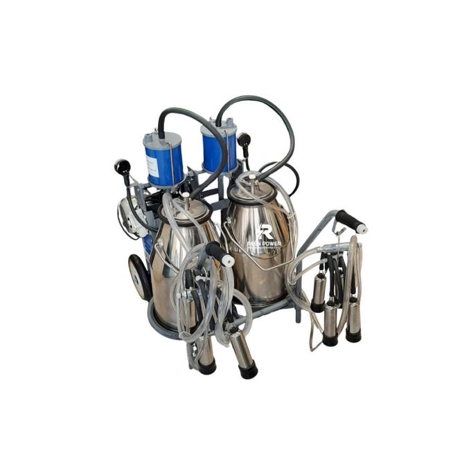 Milking Machine Double Bucket | 25L Stainless Steel | Electric Vacuum Pump Optimize your dairy operations with the Double Bucket Milking Machine, engineered for professional-grade efficiency and reliability. This versatile dual barrel piston milking machine features two 25L stainless steel buckets and a powerful electric vacuum pump, delivering consistent performance for both cow and goat milking. Designed for single-operator use with a mobile trolley frame, it streamlines the milking process while maintaining the highest standards of hygiene and productivity. Key Benefits & Features: High-Capacity Dual Barrel Design: Two 25L stainless steel milk buckets provide ample capacity for continuous milking operations. Each bucket holds approximately 20kg of fresh milk, reducing frequent emptying and improving workflow efficiency. Precision Vacuum & Pulsation System: The advanced vacuum system operates at 0.04-0.05 MPa with a 64 cycles/minute pulsation rate, ensuring gentle yet complete milk extraction while supporting animal comfort and udder health. Powerful Motor & Flexible Voltage Options: Choose between robust 0.55-0.75 kW (cow milking) or 1.3-3.8 kW (goat milking) motors with multiple voltage compatibility (110V/220V/240V/380V). The 1440 RPM speed guarantees reliable, consistent performance. Enhanced Mobility & Complete Accessories: The integrated trolley frame and mobile design enable easy movement between stalls. Includes vacuum gauges, piston pumps, milking cup groups, and vacuum regulators for immediate operation. Optimized Milking Efficiency: Achieve 20-24 cows/hour or 40-60 goats/hour with single-operator ease. The stainless steel construction ensures durability, easy cleaning, and corrosion resistance for long-term use. Technical Specifications: Capacity: 2x 25L Stainless Steel Buckets Motor: 0.55-3.8 kW (Model Dependent) Vacuum: 0.04-0.05 MPa, 64 Pulsations/Minute Voltage: 110V/220V/240V/380V Options Design: Mobile Trolley Frame, Stainless Steel Build Accessories: Milking Cups, Vacuum Gauge, Regulator Ideal for small to medium dairy farms, goat herds, and livestock operations. Order on JUMIA today and revolutionize your milking efficiency with professional-grade technology!