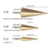 3 Pcs Cone Drill Bits for Metal Wood Plastic High Speed Steel Titanium Coated Metric Step Drill Bit Set (4-12mm, 4-20mm, 4-32mm)