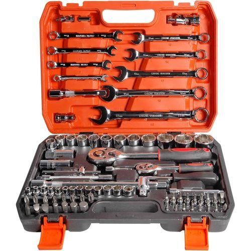 82PCS Mechanic Socket Tool Kit Set, Professional Car Repair Tool Wrench Set Batch Head Ratchet Pawl Socket Spanner Screwdriver