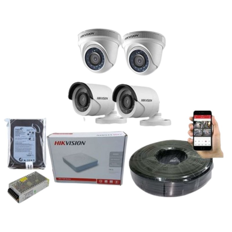 Hikvision 4 Channel 2MP HD CCTV Camera Kit with 1TB HDD