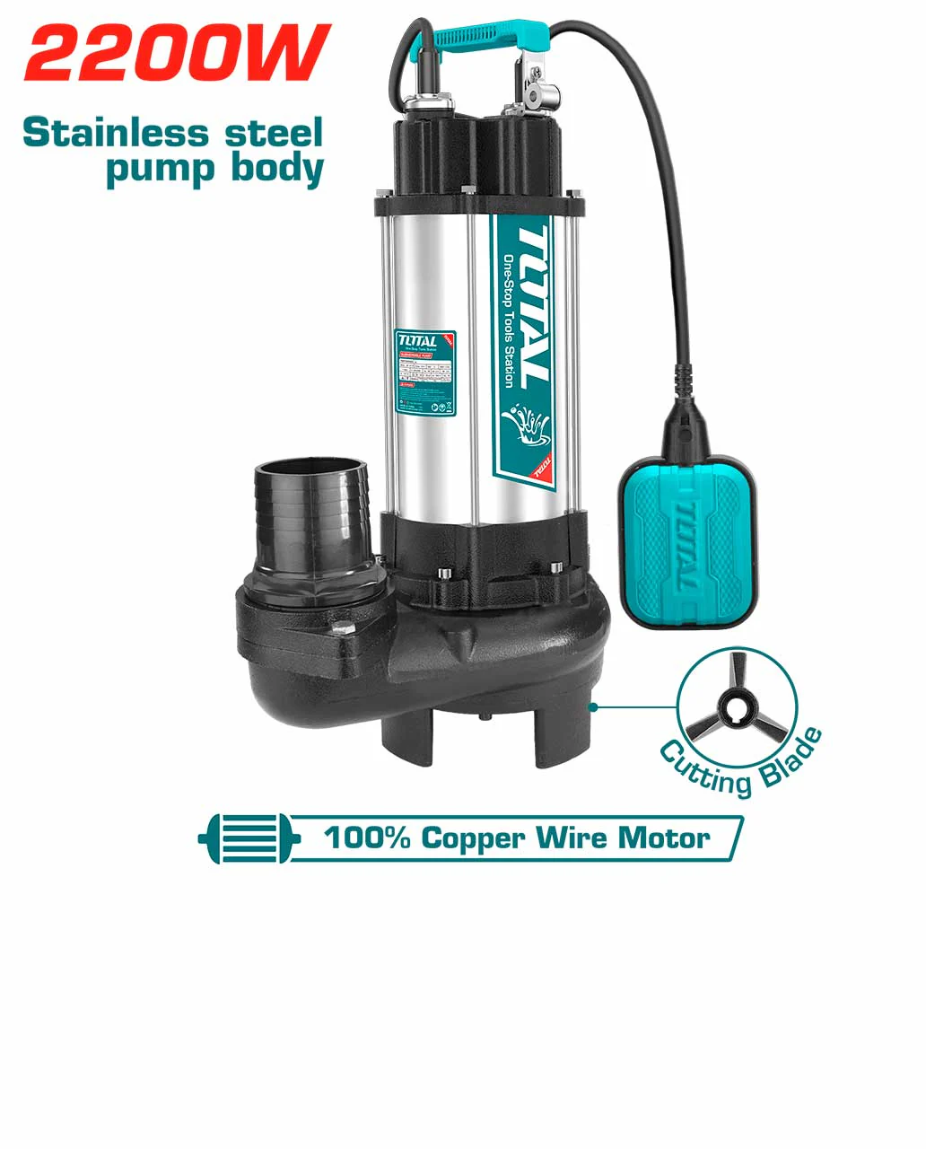 Total Sewage submersible pump 2200W(3.0HP) Max.head:13m