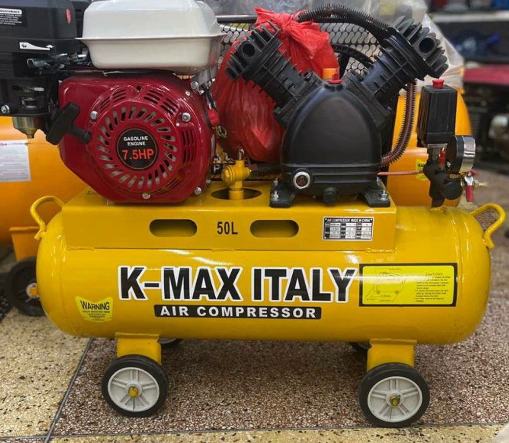 Kmax italy 50l petrol driven double piston air compressor
